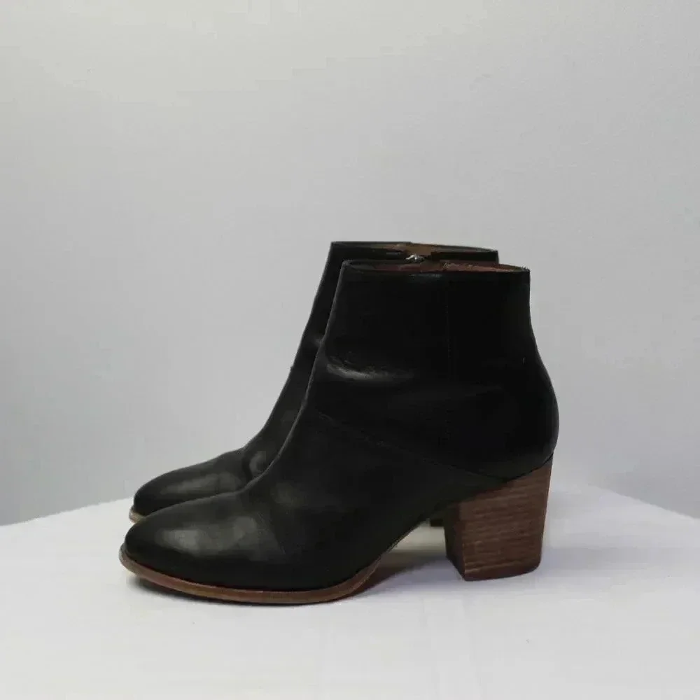madewell black stacked heel booties 7